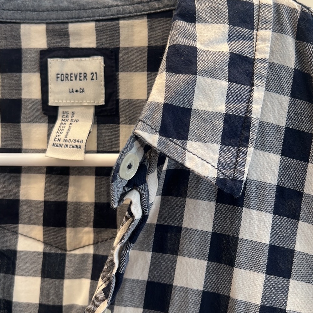 Checkered blue button down top - Picture 2 of 2